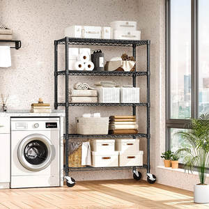 현대식 4단 헤비듀티 철제 메탈 메트로 오피스 차고 NSF 크롬 와이어 선반 - Product Image 4