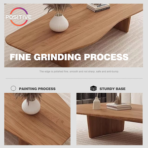 Table à thé créative en bois massif moderne minimaliste petit appartement salon table irrégulière Basse Salon - Product Image 3