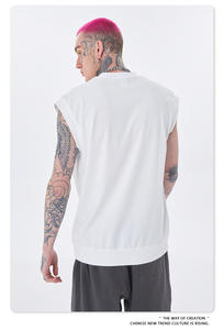 Nouveau débardeur de gymnastique à col rond doux pour hommes d'été, t-shirt sans manches de couleur unie vierge surdimensionné pour hommes - Product Image 2