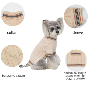 Rompi Rajut Kucing dan Anak Anjing Gaya Klasik Mewah Warna Beige, Pakaian Hewan Peliharaan Sederhana dan Portabel untuk Musim Gugur dan Musim Dingin - Product Image 4