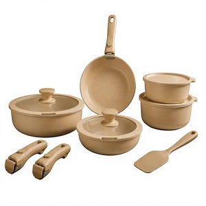 Ollas y Sartenes de Alta Calidad con Asas Desmontables, Cerámica Negra Antiadherente, Juego de Utensilios de Cocina de Aluminio Forjado - Product Image 1