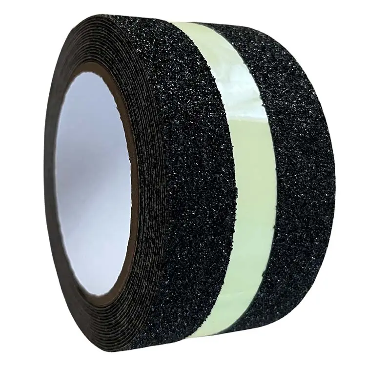 High Traction Friction Abrasive Adhesive Non Skid Glow in Dark Stripe Tape for Outdoor Stairs Step