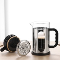 Cafetière à piston en verre borosilicate haute résistance, mécanisme de pression et d'infusion hermétique, 1000 ml, pot de service domestique en acier