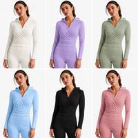 Veste de yoga pour femme, sweat-shirt ajusté à la taille, coupe slim, haut de sport respirant, haute élasticité, avec fermeture éclair, pour fitness et course à pied