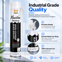 Scellant en mousse PU micro-moussante noire haute densité MUCHAO A15 750 ml pour l'étanchéité des joints de construction, les projets d'isolation des fenêtres et des portes