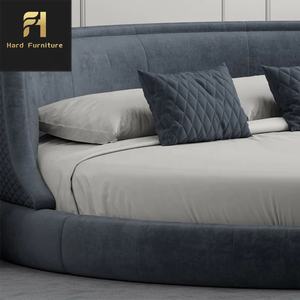 Encanto único de lujo con características suaves cama de tela <span class=keywords><strong>azul</strong></span> King Size camas circulares dormitorio de Hotel cama redonda Doble - Product Image 5