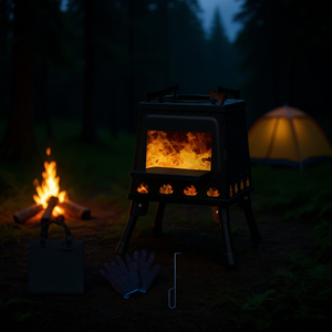 Estufa Portátil de Camping Db 36x36x46.5cm Metálica Plegable para Alcohol Sólido, Queroseno, Viajes, Barbacoa - Product Image 2