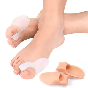 Sol nyaman silikon SEBS uniseks dengan pemisah jari kaki lubang tunggal pelindung Valgus jari kaki kecil dan penyangga lengkungan Orthosis jempol