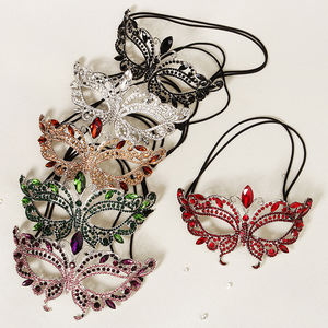 Maschera a Farfalla per Mascherata con Strass, Maschera in Metallo con Cristalli, Maschera Veneziana per Feste e Balli in Maschera, Corona per Costumi Femminili - Product Image 1