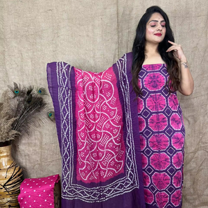 Ombre Silk Palazzo Suit con Bandhani Print Venta al por mayor Mujeres Étnico OEM Ropa Fábrica Bulk Proveedor Moda - Product Image 1