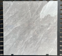 Carreaux de sol en grès cérame poli effet marbre gris foncé brillant 60x60 pour salle de bain, Foshan