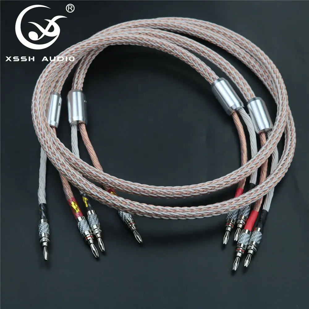 Verstärker XSSH DIY OEM Kohle faser Rhodinierter Bananen stecker Anschluss 24 Adern OCC Reines Kupfer HIFI Lautsprecher kabel Kabel Draht