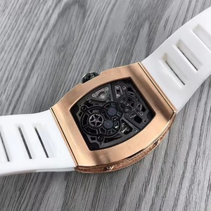 Reloj Mecánico de Lujo para Hombre, Caja de Fibra de Carbono Negra, Esqueleto en Oro Rosa, Forma Tonneau, Automático, Resistente al Agua, Venta al Por Mayor - Product Image 3