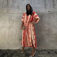 Baju renang wanita musim panas, Bikini Cover-Up, Retro ular cetak wanita bersabuk sendiri, gaun tunik ukuran besar, pakaian pantai, setelan renang