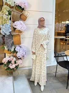 J-260 châu âu mỹ thời trang hai mảnh thiết lập cho phụ nữ hồi giáo Batwing Top & in ngọt ngào váy abaya váy/vải từ Dubai - Product Image 5