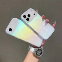 Étui magnétique mat laser pour iPhone 17 Air 16 15 14 13 12 11 Pro Max Plus 17Pro 16E charge sans fil dégradé arc-en-ciel Funda