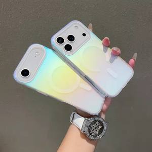 Custodia magnetica opaca Laser per <span class=keywords><strong>iPhone</strong></span> 17 Air 16 15 14 13 12 11 Pro Max Plus 17Pro 16E gradiente di ricarica Wireless Rainbow Funda - Product Image 3