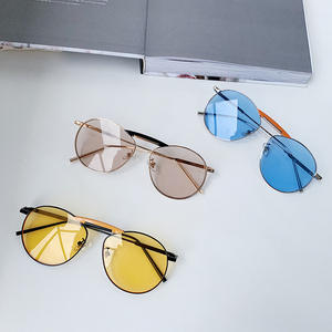 Lunettes de soleil Qianai à monture ronde, champagne, bleu océan, monture dorée, verres en polycarbonate, protection UV 100%, unisexe, protection solaire, pêche, voyage - Product Image 5