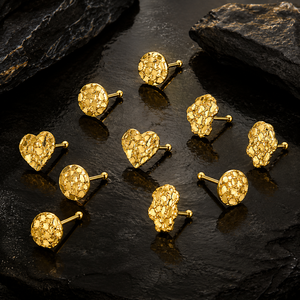 Anillo de Nariz con Diseño de Pepita de Oro Pulido CRYSPURE para Mujer, Forma de Corazón y Círculo, Joyería Corporal, Regalo Moderno y a la Moda para Ella - Product Image 5