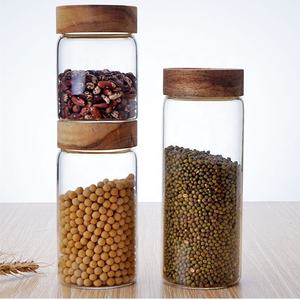 Jarra <span class=keywords><strong>de</strong></span> vidrio hermético para cocina, tarro <span class=keywords><strong>de</strong></span> almacenamiento <span class=keywords><strong>de</strong></span> alimentos hecho a mano <span class=keywords><strong>de</strong></span> vidrio <span class=keywords><strong>de</strong></span> borosilicato con tapa <span class=keywords><strong>de</strong></span> madera <span class=keywords><strong>de</strong></span> <span class=keywords><strong>Acacia</strong></span> - Product Image 3