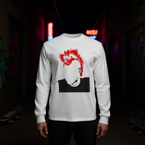 T-shirt punk sans visage à manches longues, design graphique premium, taille adulte unisexe - Product Image 3