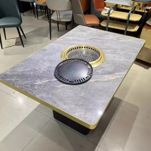Ensemble de <span class=keywords><strong>table</strong></span> de <span class=keywords><strong>barbecue</strong></span> coréen extérieur commercial <span class=keywords><strong>Table</strong></span> de foyer <span class=keywords><strong>Barbecue</strong></span> au charbon de bois avec <span class=keywords><strong>table</strong></span> en marbre 4 chaises pour hôtels restaurants - Product Image 3