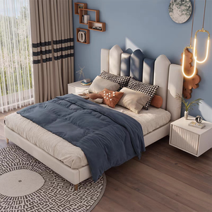 Cama Acolchada Suave, Muebles de <span class=keywords><strong>Dormitorio</strong></span> Modernos, Cama con Estructura de Madera y Cuero, Cama Nórdica para Niños, Muebles de Habitación para Niños - Product Image 3