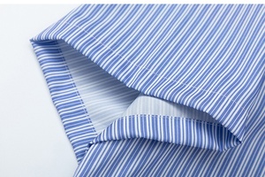 Camicia Casual da uomo a maniche corte <span class=keywords><strong>blu</strong></span> con colletto ribaltabile stampato a strisce verticali nuovo Design di coppia allentata per l'estate - Product Image 4