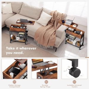 <span class=keywords><strong>Bureau</strong></span> supérieur avec table de chargement avec port USB et prise secteur, table de chevet mobile avec poche latérale adaptée au <span class=keywords><strong>bureau</strong></span> - Product Image 5
