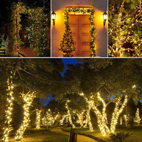 Guirlande lumineuse solaire LED de Noël avec 8 modes, télécommande, indice de protection IP65, lumières d'ambiance pour jardin extérieur, à intensité variable