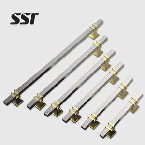 Gold & Silver Furniture Drawer <b>Handle</b> Stainless Steel <b>Door</b> <b>Handle</b> square bar Cabinet <b>Pulls</b> - Product Image 1