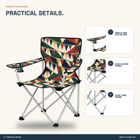 Chaise d'extérieur robuste pliable avec accoudoirs, porte-gobelet et motif logo personnalisé pour les expéditions de club – Vente en gros
