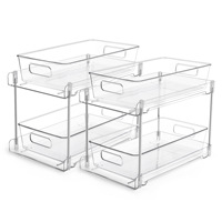 Organisateur de rangement en plastique coulissant pour sous-évier de salle de bain, tiroirs coulissants, rangement polyvalent à visibilité claire