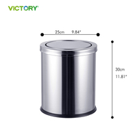 Poubelle de bureau en acier inoxydable avec couvercle basculant pour hall d'hôtel