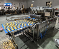 Machine à fabriquer des biscuits Skywin entièrement automatique avec tunnel de refroidissement, déposeur de chocolat au lait, de confiture, de farine et d'eau en acier inoxydable 304