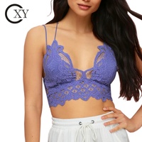 Bralette Wanita Model Bustier Tali Tipis Berbahan Renda Hitam Seksi