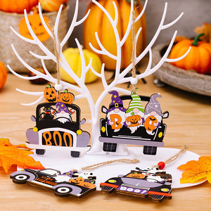 Halloween Wooden <b>Car</b> Ornaments Pumpkin Ghost BOO <b>Decor</b> Indoor Outdoor Party Props Handmade Screen Printing - Product Image 2