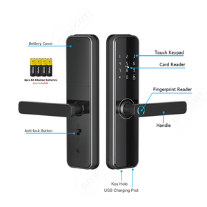 <span class=keywords><strong>Serrure</strong></span> de porte intelligente numérique compatible Matter et <span class=keywords><strong>HomeKit</strong></span>, électronique, WiFi, application Tuya TTLock, poignée biométrique à empreinte digitale - Product Image 4