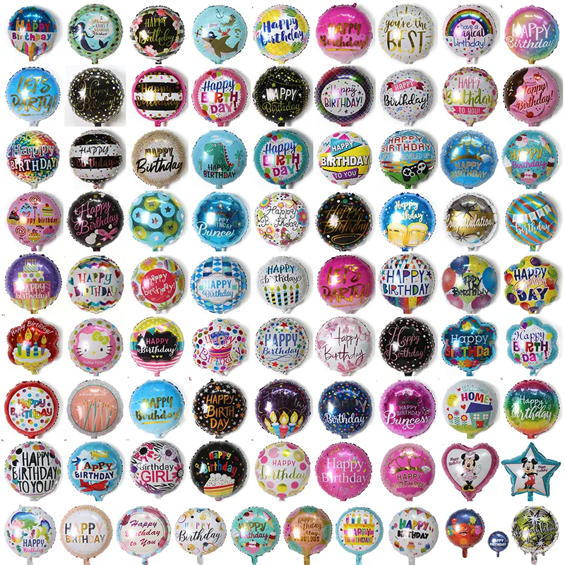 18 Inch Selamat Ulang Tahun Balon Foil Bentuk Bulat Foil Mylar Balon Warna Mengambang Balon untuk Pesta Ulang Tahun