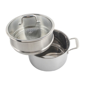Dishwasher Safe <b>for</b> Gas and <b>Induction</b> Cookers Stainless Steel Soup <b>Pot</b> with Lid and Steamer Insert - Product Image 6