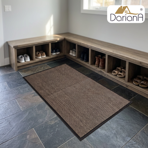 Tapis de porte rectangulaire en polyester DarianA, kilim, antidérapant, avec support en caoutchouc, tissage plat, couleur unie, lavable, pour usage domestique - Product Image 1