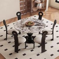 Table à manger stable en marbre français, design rond rétro moderne et simple, en bois massif, mobilier de maison, mobilier de salle à manger pour appartement