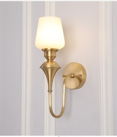Applique murale américaine de luxe en laiton massif, style rétro français, applique murale européenne minimaliste à LED pour chambre