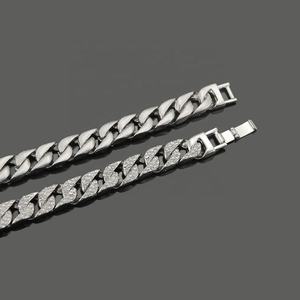 Venta caliente Unisex plateado Hip Hop collar Cadena de hilo de aleación de zinc con piedras preciosas de circón para fiestas - Product Image 4