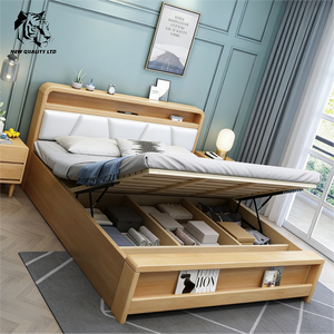 Cama de madera tamaño king de 1.5m, diseño nuevo, muebles de dormitorio ecológicos, con logotipo personalizado, MOQ bajo, al mejor precio de mayorista en China. - Product Image 3