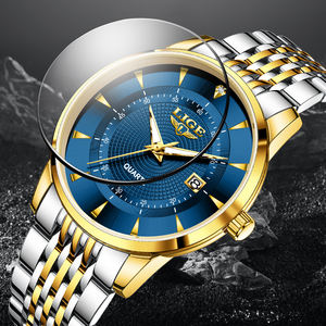 Reloj de pulsera para hombre, sencillo, con esfera azul de 40 mm, con diamantes de imitación, de acero inoxidable, cuarzo, con calendario, estilo empresarial, a la moda, resistente al agua 3 BAR - Product Image 2