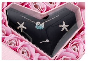 Elegante caja romántica en forma de corazón hermoso estilo de flor para almacenar anillos de joyería collares con Rosa de jabón de Rosa eterna - Product Image 6