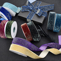 2.5cm étoilé velours rubans en gros bord ruban fleur emballage garniture bricolage accessoires boîte-cadeau or argent velours ruban rouleau
