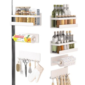 Étagère magnétique pour réfrigérateur avec crochets et porte-serviettes pour le rangement et l'organisation - Product Image 5