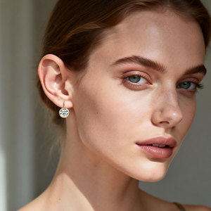 fashion jewelry 14k gold filled Bezel Set Round Cut 1ct 2ct VVS GRA Moissanite <b>ear</b> <b>clips</b> Hoop earrings for Women - Product Image 4
